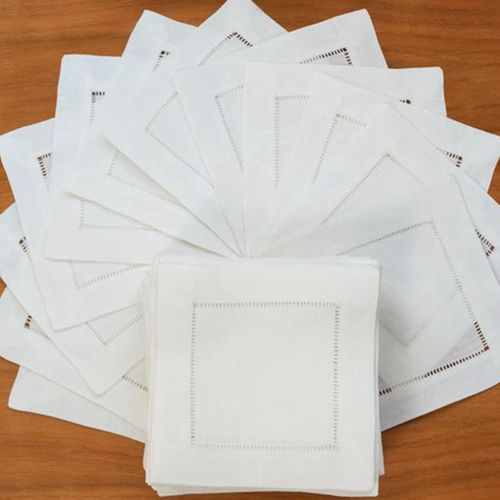 Serviette De Table Blanche En Lin Et Coton,12 Pièces,Pour Cocktail,Mariage,Fête