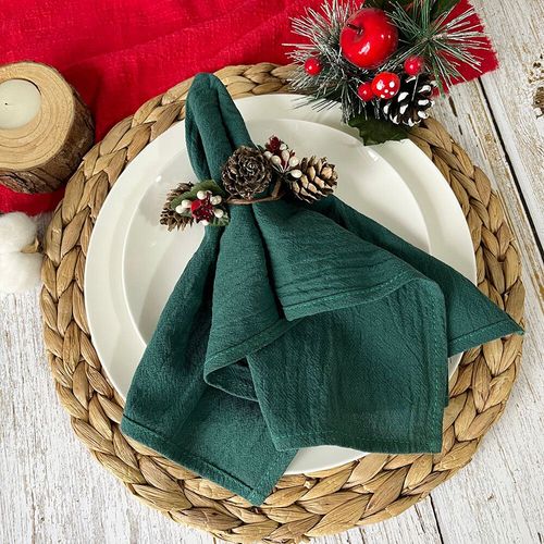 Serviettes De Cuisine En Tissu De Coton Rouge Pour La Décoration De La Maison,Torchon De Gril,Décor De Table De Mariage,Nouvel An,Noël,30x45cm,12 Pièces