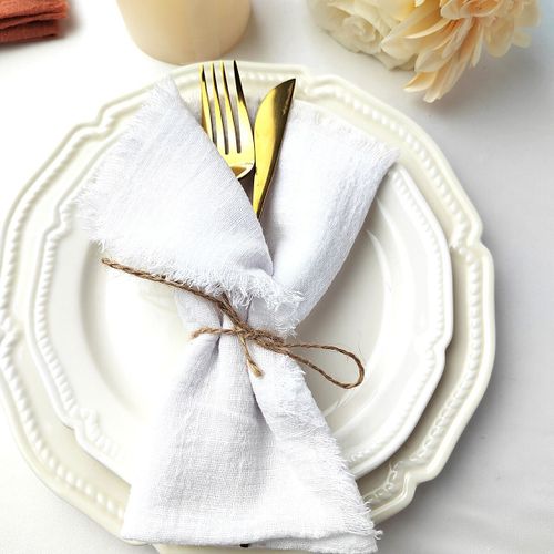 Serviettes De Cuisine En Gaze De Coton 32x32cm,Style Rétro Bavure,Rustique,Pour Salle À Manger,En Lin,Pour Fête De Mariage,Décor De Table,6 Pièces