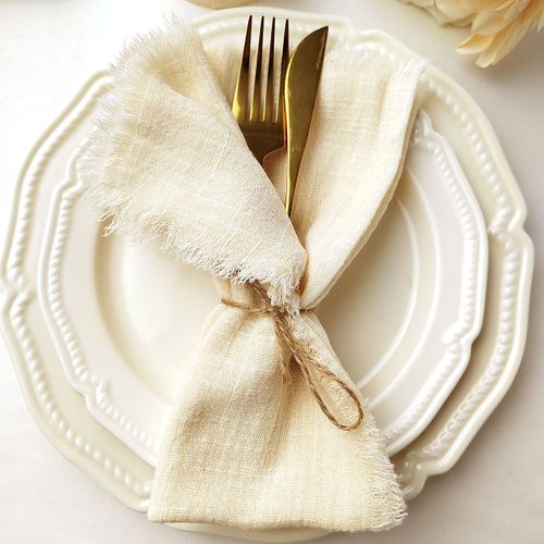 Serviettes De Table Rustiques En Gaze De Coton,Élégantes Et Douces,Rétro,Bavure De Grillade,Lin Pour Ixde Mariage,Décor De Salle À Manger,20 Pièces