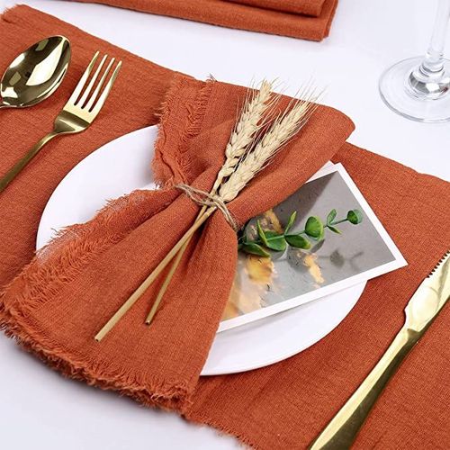 Serviettes De Cuisine Réutilisables,10 Pièces 32x32cm,En Gaze De Coton Rouge,Pour Grill,Pour Fête De Mariage,Décor De Table,Bavures Rétro