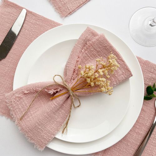 Serviettes De Cuisine Réutilisables,10 Pièces 32x32cm,En Gaze De Coton Rouge,Pour Grill,Pour Fête De Mariage,Décor De Table,Bavures Rétro
