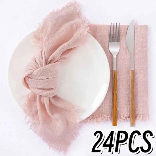Serviettes De Table En Lin Et Coton Rose,30x30cm,Décoration Pour Fêtes,Mariages Et Dîners