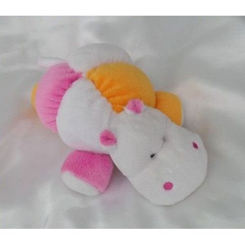 Doudou Peluche Hippopotame Blanc Rose Orange Hochet Tigex 20 Cm