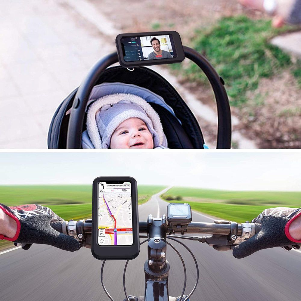 Support téléphone portable vélo, support smartphone étanche avec écran  tactile, orientable à 360°, réglable en hauteur pour iPhone Samsung Galaxy  Huawei à 6,7 pouces, compatible vélo moto, noir