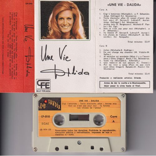 Dalida Tres Rare K7 Cassette Audio Espagne