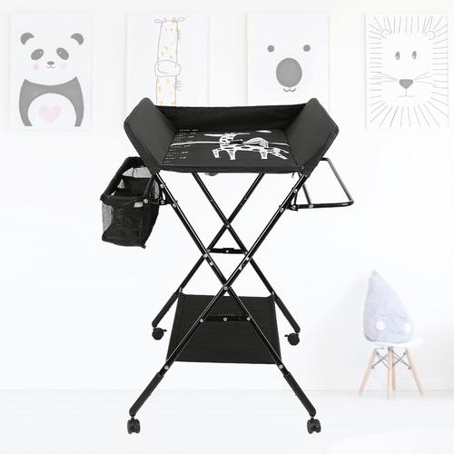 Table A Langer Pliante Plan A Langer Sans Baignoire Table À Langer Pliable Avec Espace De Rangement Réglable En Hauteur 92/95/98 Cm Jusqu'à 15 Kg,Noir A,80×66×(92-98) Cm