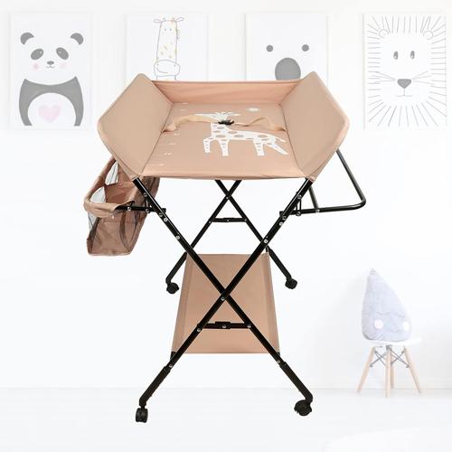 Table A Langer Pliante Plan A Langer Sans Baignoire Table À Langer Pliable Avec Espace De Rangement Réglable En Hauteur 92/95/98 Cm Jusqu'à 15 Kg,Rose Clair-Noir A,80×66×(92-98) Cm