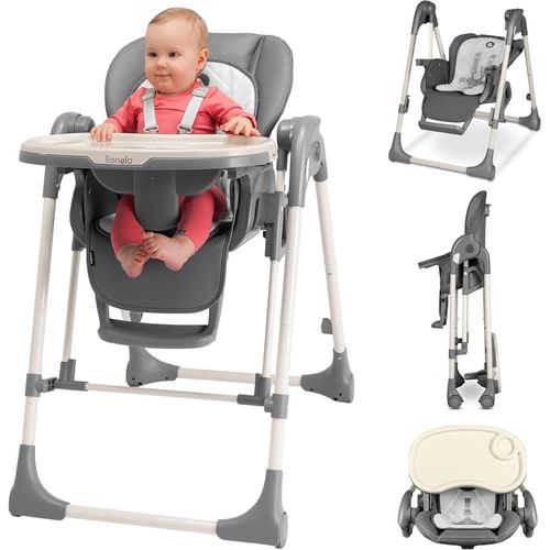 Laurice Transat Chaise Haute Bébé Evolutive De 6 À 36 Mois (15 Kg) 2 En 1 Avec Fonction De Balancelle (9 Kg),5 Niveaux De Hauteur,Réglage Du Dossier Et Du Repose-Pieds (Gris)