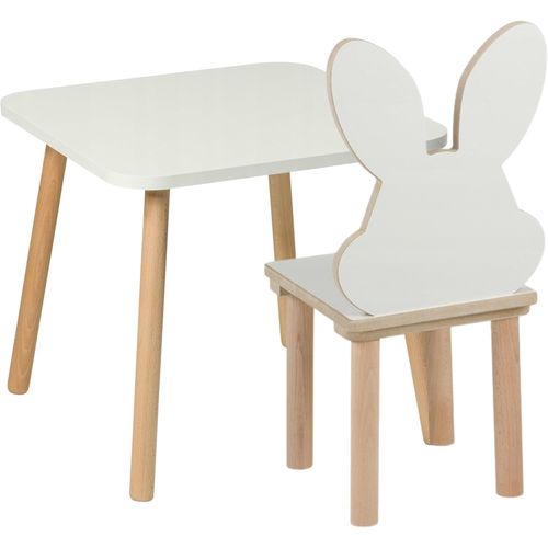 Table Pour Enfant Avec Chaises,Chaises De Table En Bois,50 X 50 Cm,Meuble De Siège Naturel,En Bois,Pour Chaise Haute,Lapin