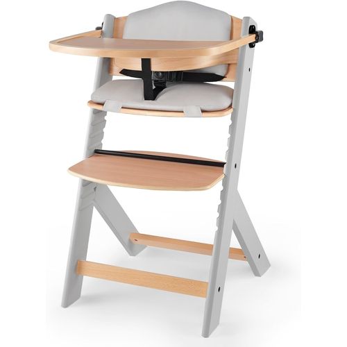 Chaise Haute Bébé Enock,3 En 1,Avec Coussin En Bois Naturel,Évolutive,Réglage,Gris