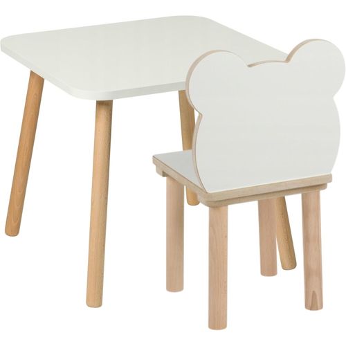 Table Pour Enfants Avec Chaises,Chaises De Table En Bois,50 X 50 Cm,Meuble De Siège En Bois Naturel,Pour Chaise Haute,Ours En Peluche