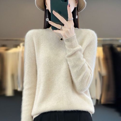 Pull En Cachemire À Col Rond Pour Femme,Pull En Pure Laine,Haut Décontracté,Manteau D'automne Et D'hiver,Mode Coréenne,107,