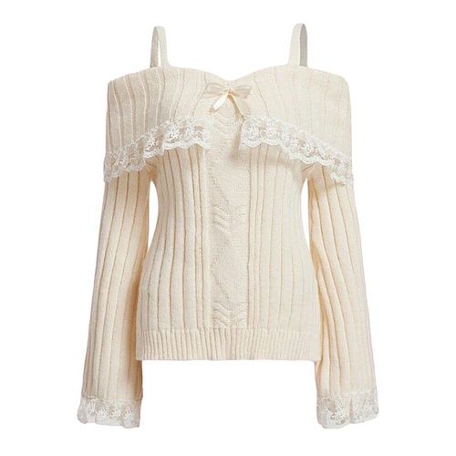 Azole-Pull Harajuku Kawaii En Dentelle À Manches Sulf,Tenues Mignonnes,Pull Cosplay,Y2k,Esthétique,Vintage