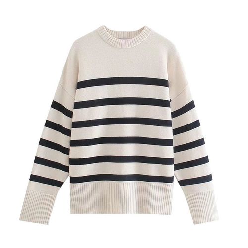 Pull Rayé Décontracté Pour Femme,Vêtement Basique,Automne-Hiver