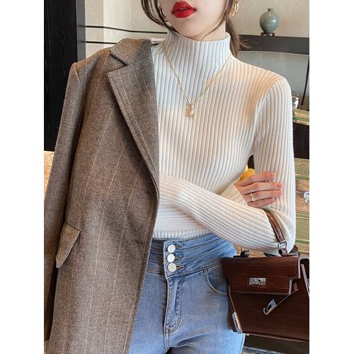 Pull À Col Roulé À Manches Longues Pour Femmes,Pull Slim Décontracté,Vêtements Simples Et Chics,Mode Coréenne