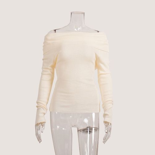 T-Shirt Manches Longues Pour Femmes,Sexy,Hors De L'initiative,Pulls Commandés,Slim,Nervure En Y,Printemps 2024