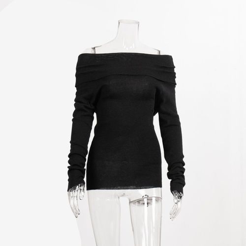 T-Shirt Manches Longues Pour Femmes,Sexy,Hors De L'initiative,Pulls Commandés,Slim,Nervure En Y,Printemps 2024