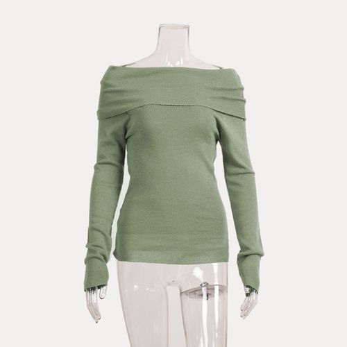 T-Shirt Manches Longues Pour Femmes,Sexy,Hors De L'initiative,Pulls Commandés,Slim,Nervure En Y,Printemps 2024