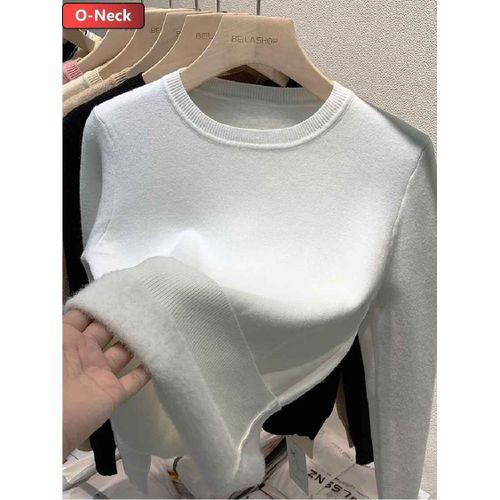 Pull Slim À Col Roulé Pour Femme,Pull En Tricot Épais,Tricots Doublés De Velours En Peluche,Pull Chaud,Hiver,Y-Casual