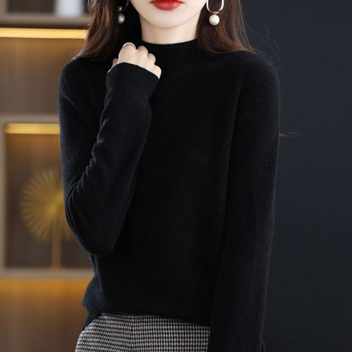 Pull En Cachemire À Col Demi-Cou Pour Femme,Pure Laine,Haut En Tricot Décontracté,Manteau Pour Femme,19 Couleurs,Automne Et Hiver,