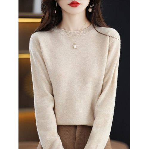 Pull En Cachemire À Manches Longues Et Col Rond Pour Femme,Laine Mérinos,Pull En Tricot,Mode Éducative,Automne,Vêtements D'hiver,Y-Clothing