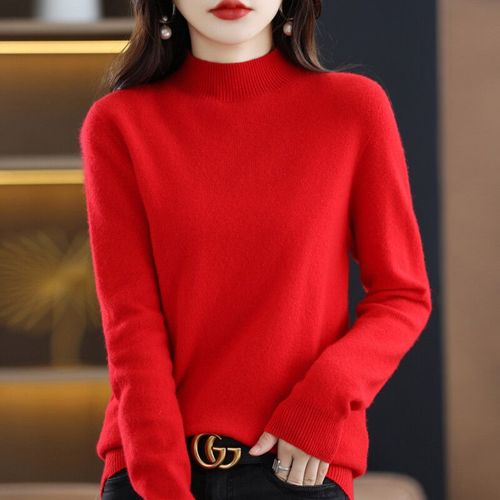 Pull En Cachemire À Col Demi-Cou Pour Femme,Pure Laine,Haut En Tricot Décontracté,Manteau Pour Femme,19 Couleurs,Automne Et Hiver,