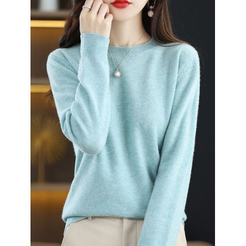 Pull En Cachemire À Manches Longues Et Col Rond Pour Femme,Laine Mérinos,Pull En Tricot,Mode Éducative,Automne,Vêtements D'hiver,Y-Clothing