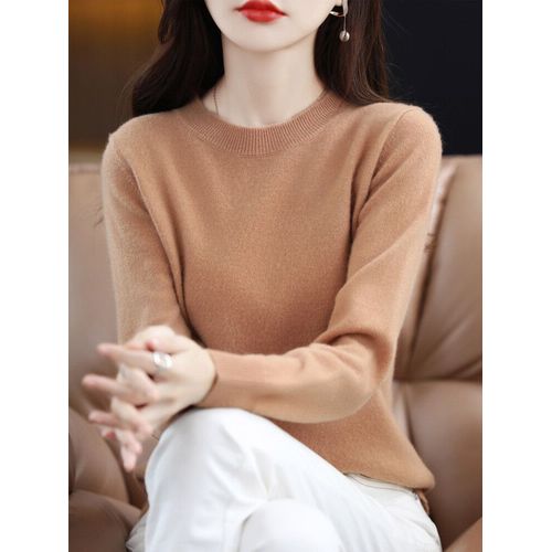 Pull En Cachemire À Manches Longues Et Col Rond Pour Femme,Laine Mérinos,Pull En Tricot,Mode Éducative,Automne,Vêtements D'hiver,Y-Clothing