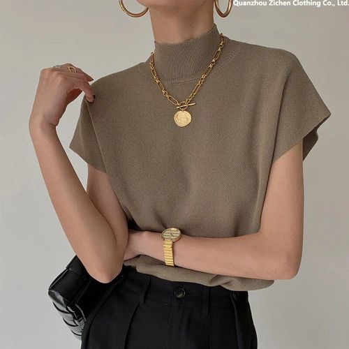 Chemise Et Chemisiers À Col Montant Pour Femmes,Manches Courtes En Y,Élégant,Gladast,Dame De Bureau,Mode,Été,1 Pièce