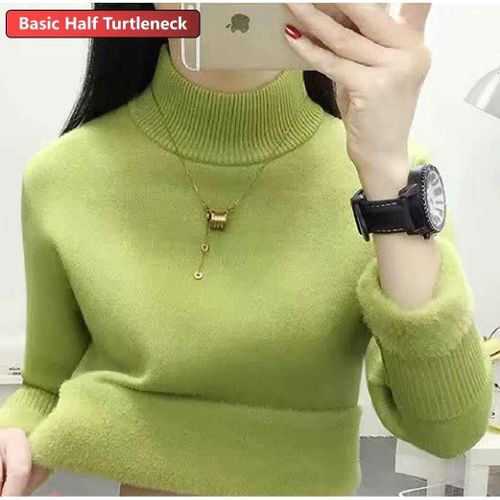 Pull Slim À Col Roulé Pour Femme,Pull En Tricot Épais,Tricots Doublés De Velours En Peluche,Pull Chaud,Hiver,Y-Casual
