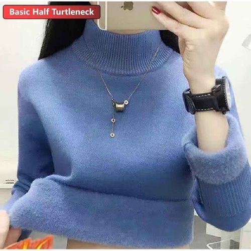 Pull Slim À Col Roulé Pour Femme,Pull En Tricot Épais,Tricots Doublés De Velours En Peluche,Pull Chaud,Hiver,Y-Casual