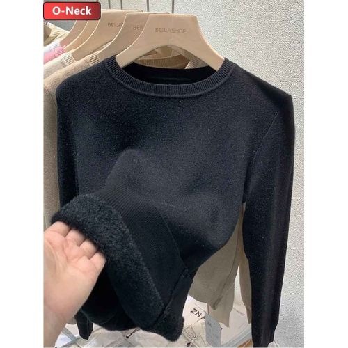 Pull Slim À Col Roulé Pour Femme,Pull En Tricot Épais,Tricots Doublés De Velours En Peluche,Pull Chaud,Hiver,Y-Casual