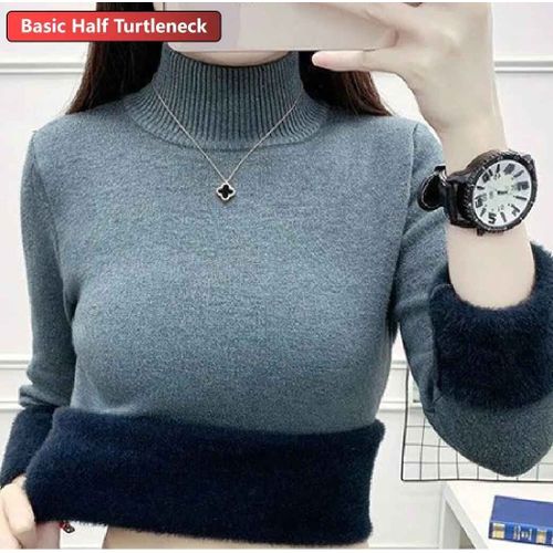 Pull Slim À Col Roulé Pour Femme,Pull En Tricot Épais,Tricots Doublés De Velours En Peluche,Pull Chaud,Hiver,Y-Casual