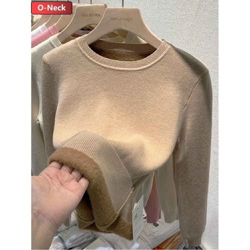 Pull Slim À Col Roulé Pour Femme,Pull En Tricot Épais,Tricots Doublés De Velours En Peluche,Pull Chaud,Hiver,Y-Casual