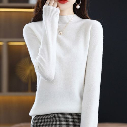 Pull En Cachemire À Col Demi-Cou Pour Femme,Pure Laine,Haut En Tricot Décontracté,Manteau Pour Femme,19 Couleurs,Automne Et Hiver,
