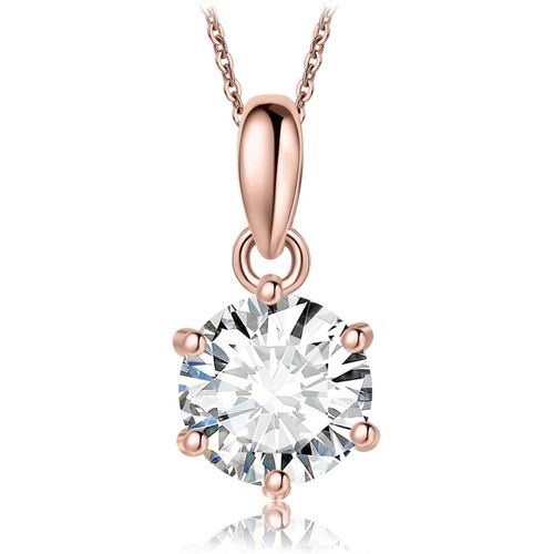 1-3ct Classique Cubic Zirconia Pendentif Taille Rond Solitaire Argent 925 Femme, Plaqué Or Jaune Or Rose Collier Chaine Diamant Simulé Mariage Mariee 45cm, Ensemble Parure Bijoux Cadeau