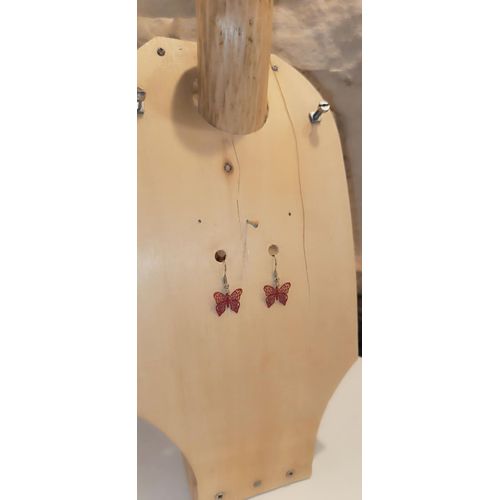 Boucles D'oreilles Fantaisie N6 Papillons Rouges