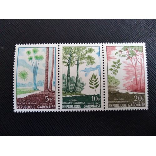 Timbre Gabon Yt 220 A 222 Arbres 1967 ( 091208 )