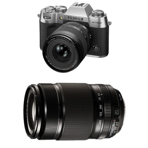 FUJIFILM X-T50 SILVER + 16-50 + 55-200 Garanti 3 ans