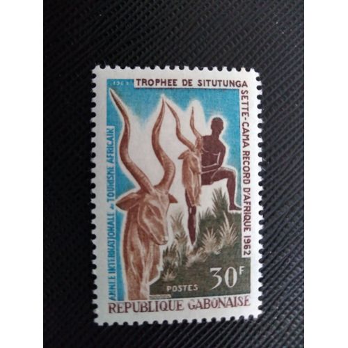 Timbre Gabon Yt 238 Trophées Situtunga (Tragelaphus Spekii) 1969 ( 091208 )