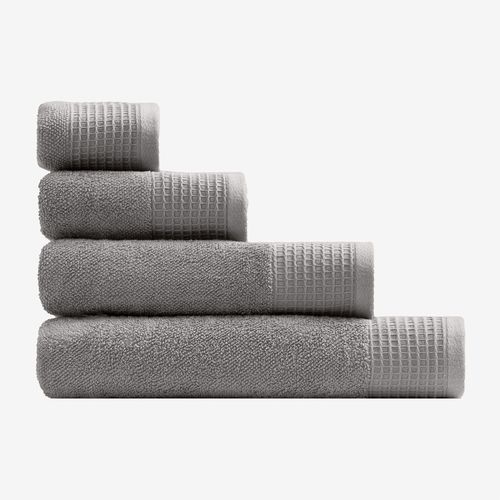 Lot De 4 Serviettes En Coton Éponge Avec Bordure Claritone Gris Vison