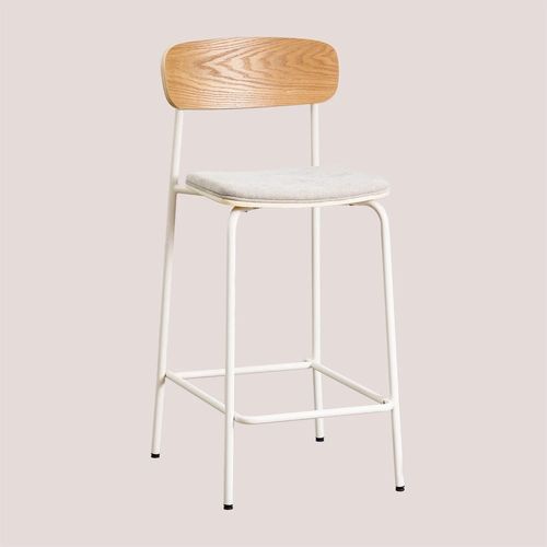 Pack De 2 Tabourets Hauts Empilables 65cm En Fer Et Bois Wilpier Blanc Gardenia