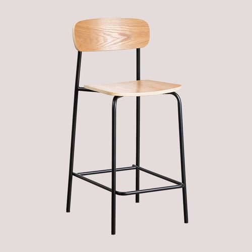 Pack De 2 Tabourets Hauts Empilables 65cm En Fer Et Bois Wilpier Noir
