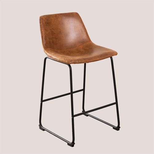 Pack De 2 Tabourets Hauts Recouverts De Simili Cuir Ody Style ¿65 Cm Camel Vintage