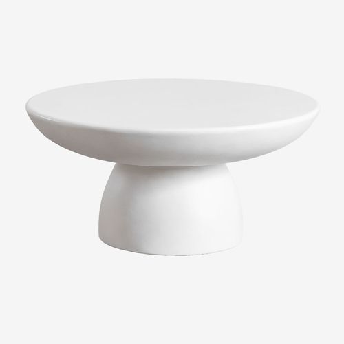 Table Basse Ronde En Ciment (Ø70 Cm) Zenadia Blanc Cassé