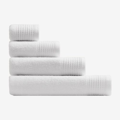 Lot De 4 Serviettes En Coton Éponge Avec Bordure Claritone Blanc