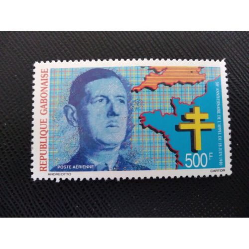 Timbre Gabon Yt Pa 288 L'appel De De Gaulle À La Résistance Française, 50e Anniversaire 1990 ( 091208 )