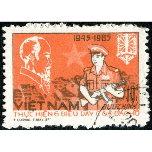 Timbre Oblitéré Viet Nam, Buu Chinh, Thuc Hien 6 Dieu Day Cua Bacho, 1945-1985, 10