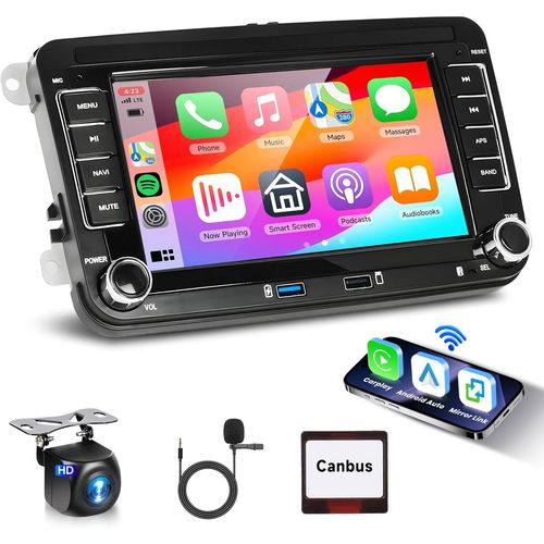 2g+64g Android Autoradio Pour Vw Golf 5 6 Passat Polo Tiguan Touran Caddy Skoda Seat 7 Pouces Autoradio 2 Din Sans Fil Carplay Android Auto Gps Navi Wifi Bluetooth Fm/Rds Camra De Recul